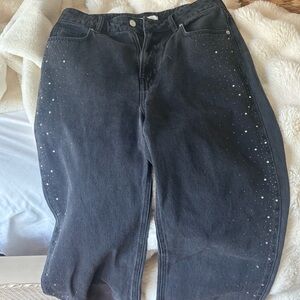 h&m rhinestone jeans black